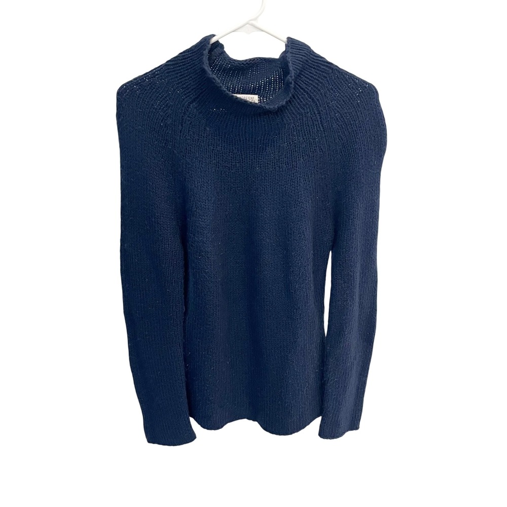 Marina‎ Moscone Collective Navy Blue Mock Neck Chunky Knit Sweater Womens Medium